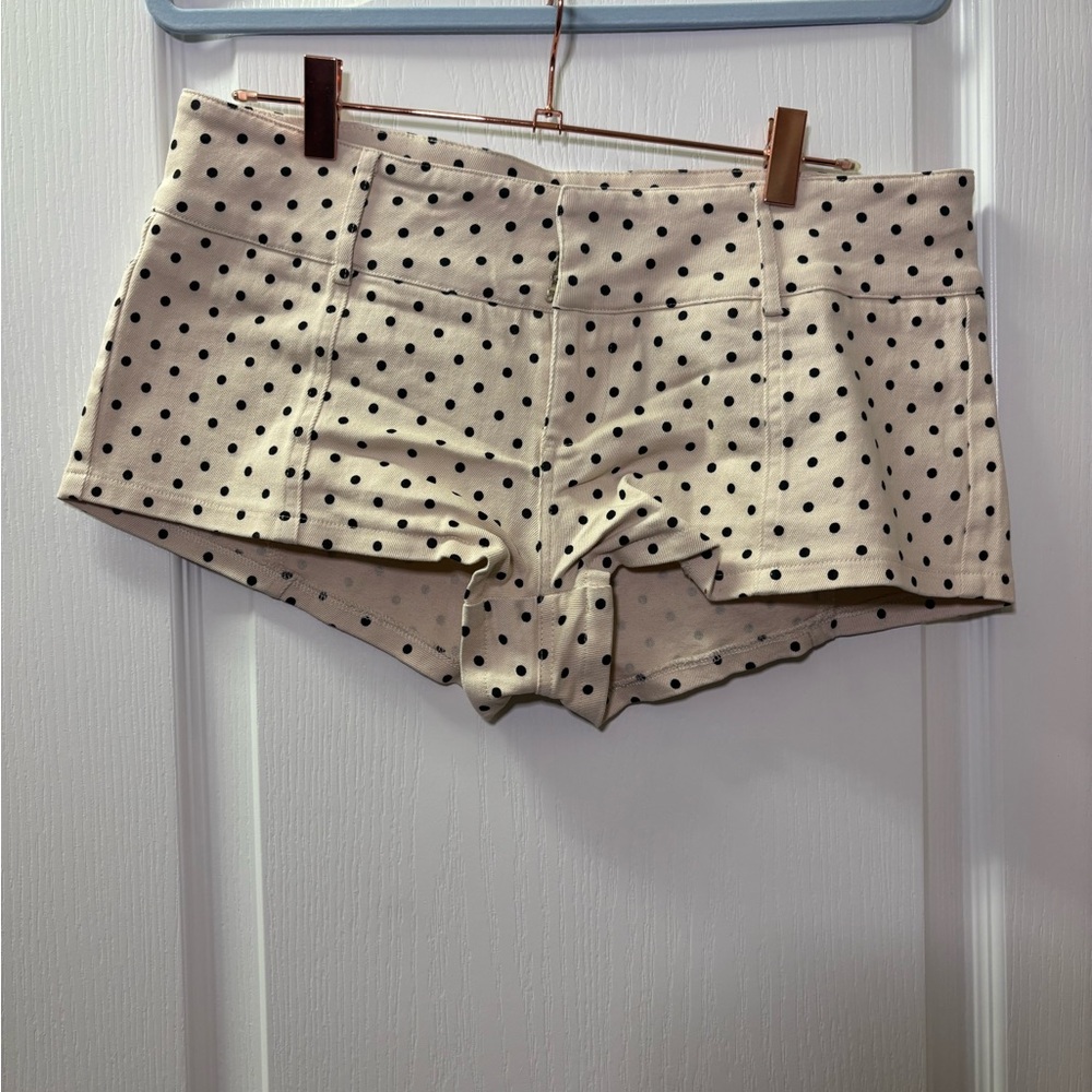 Edikted Cream Polka Dot High Waist Shorts